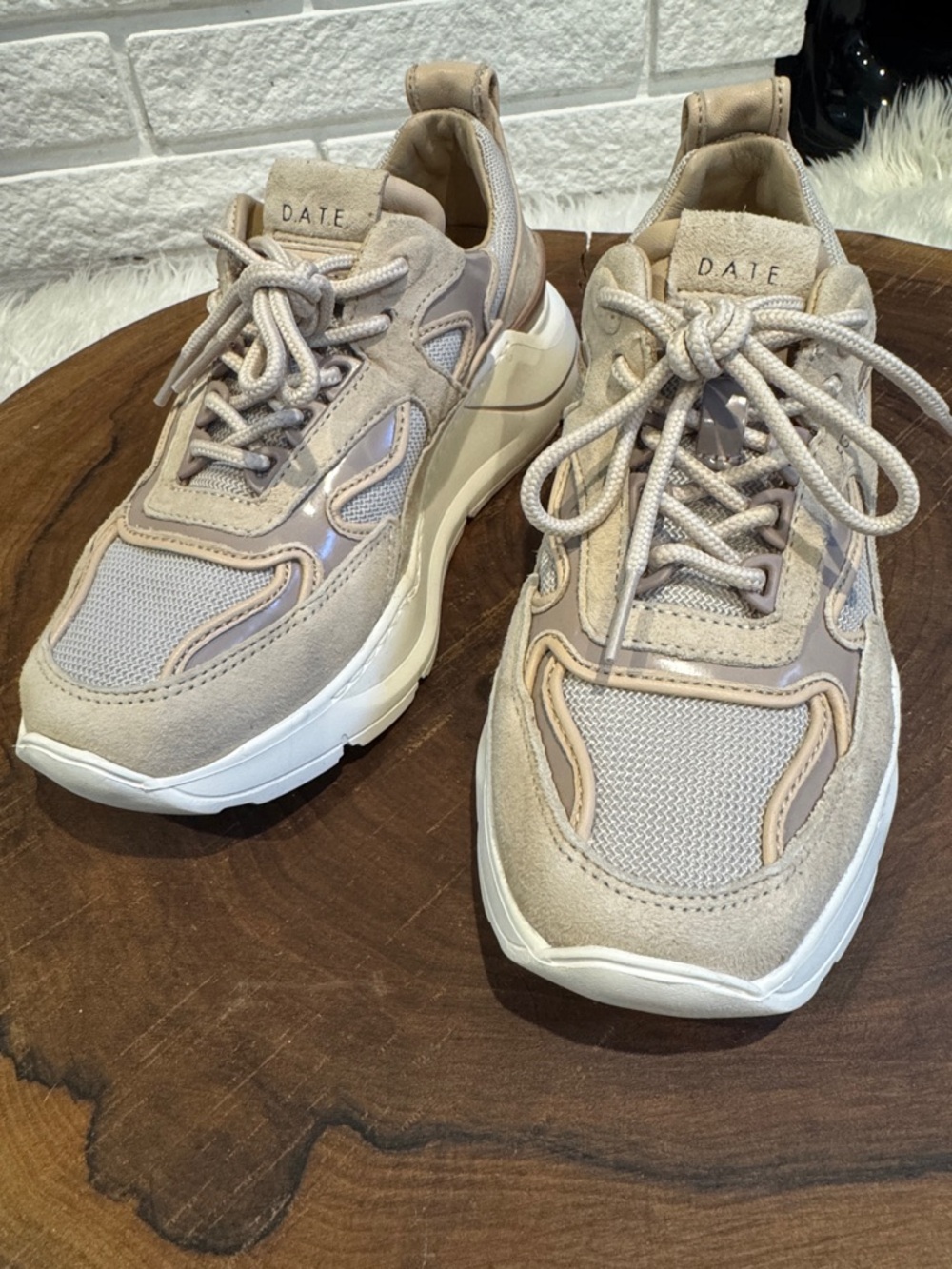 ✨ D.A.T.E. Chunky Sneakers – Neutral Beige ✨